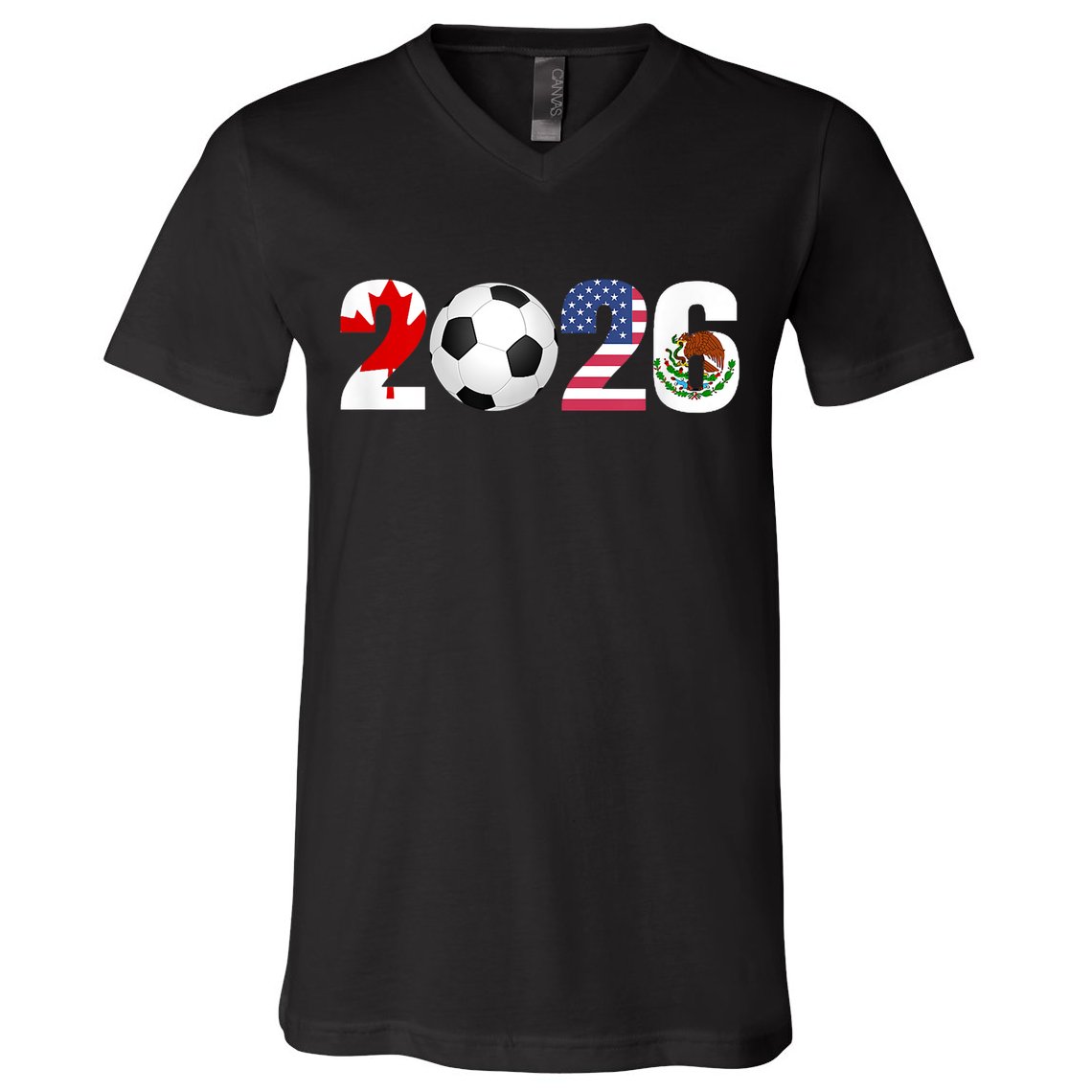North America 2026 Football | Canada Usa Mexico Soccer V-Neck T-Shirt