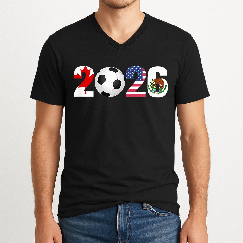 North America 2026 Football | Canada Usa Mexico Soccer V-Neck T-Shirt