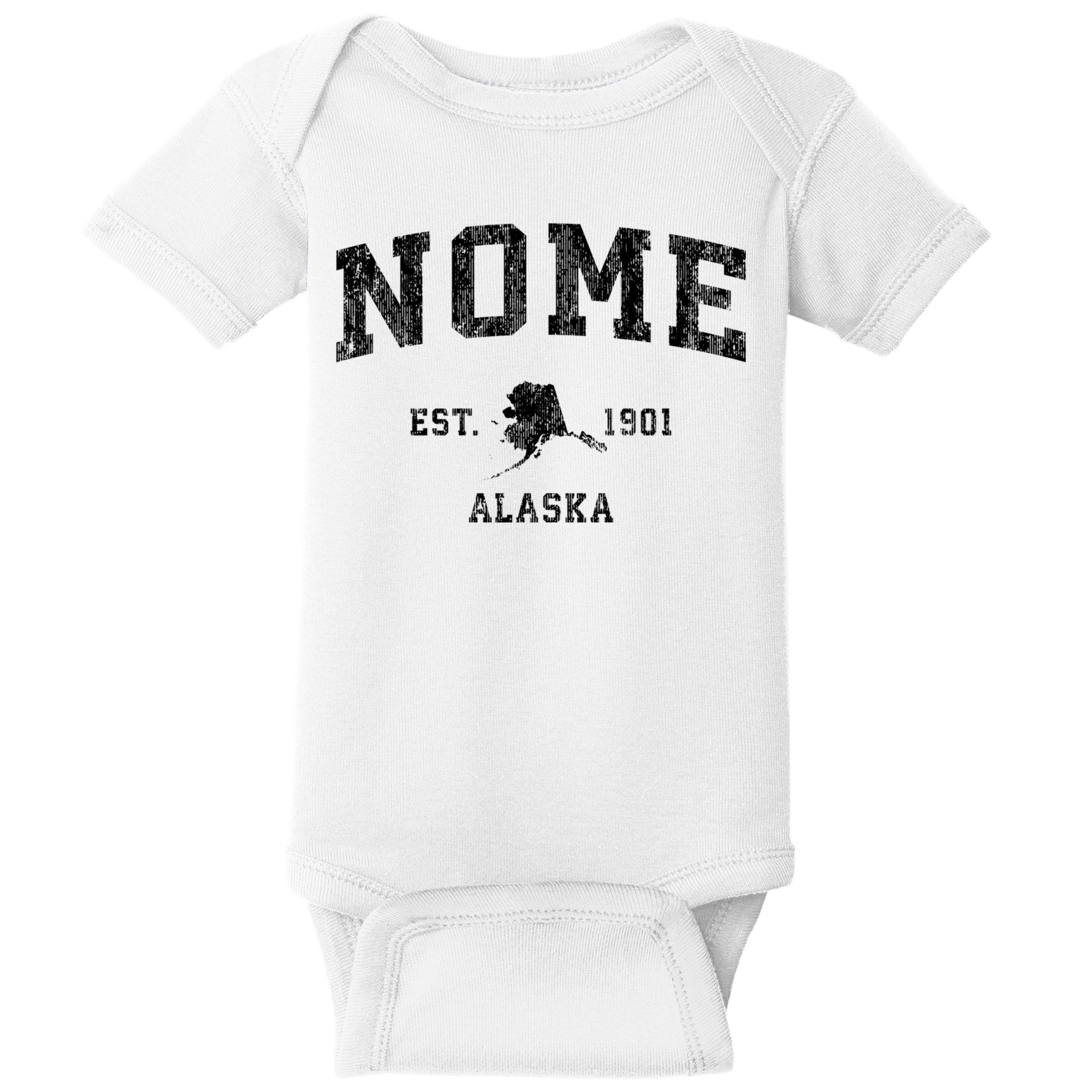 Nome Alaska Ak Vintage Established Sports Design Baby Bodysuit