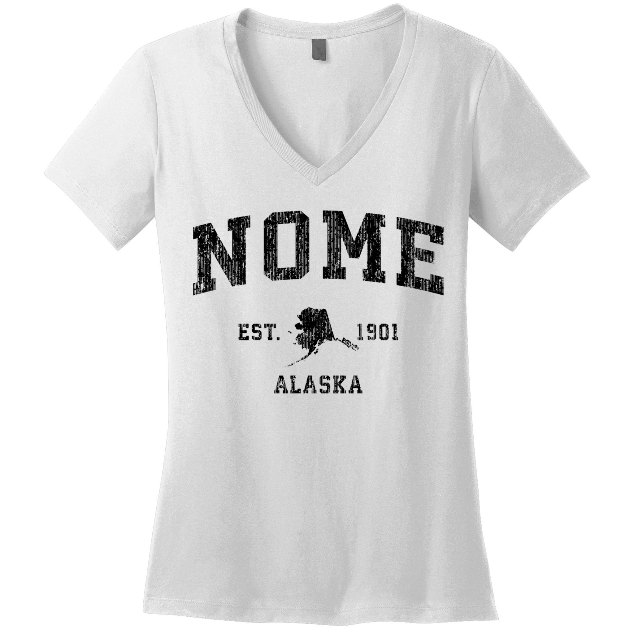 Nome Alaska Ak Vintage Established Sports Design Women's V-Neck T-Shirt