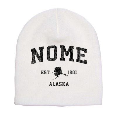 Nome Alaska Ak Vintage Established Sports Design Short Acrylic Beanie