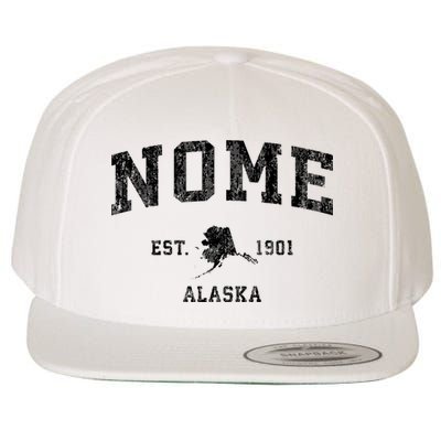 Nome Alaska Ak Vintage Established Sports Design Wool Snapback Cap