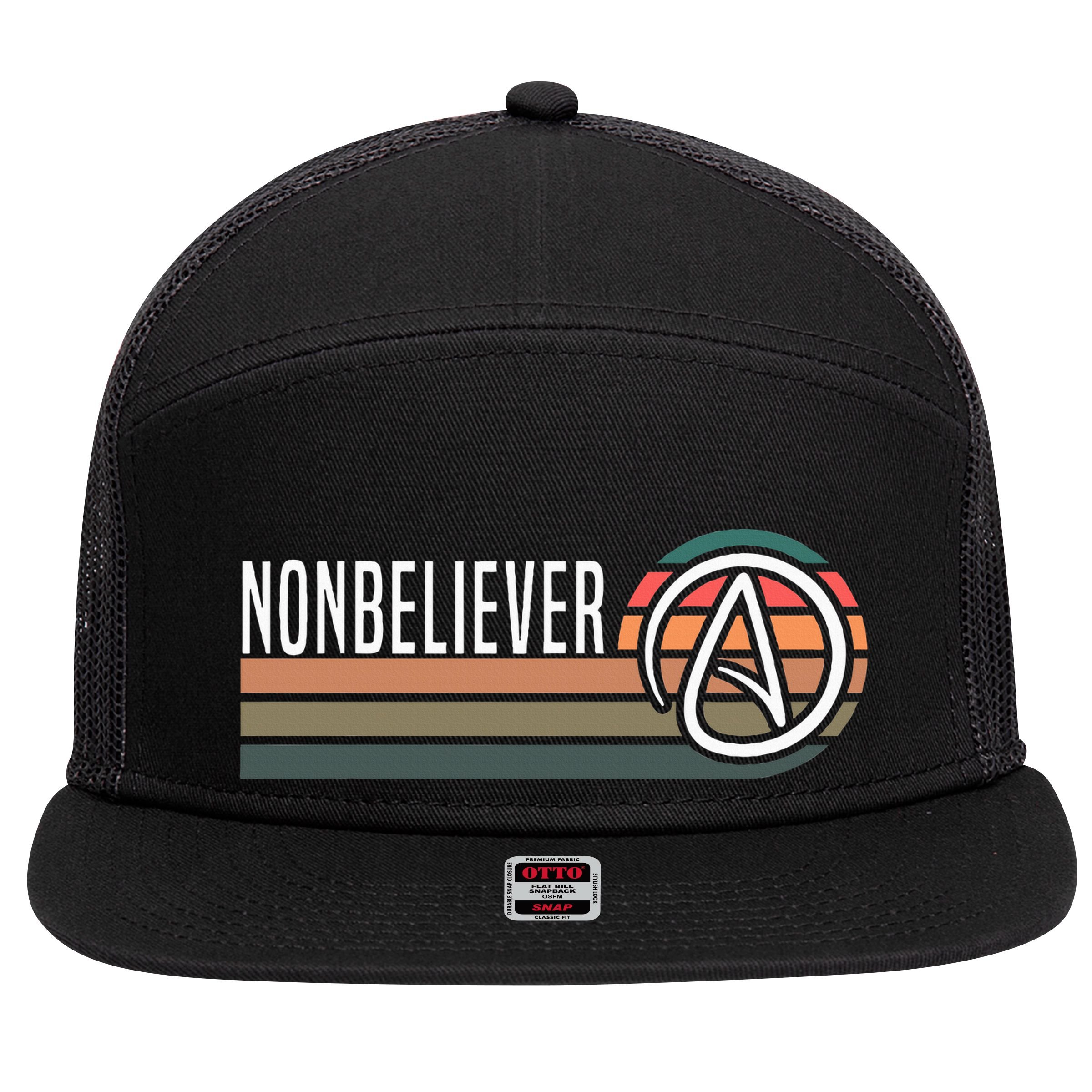 Nonbeliever Antireligion Agnostic Blackcraft Atheist 7 Panel Mesh Trucker Snapback Hat
