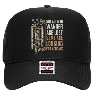 Not All Are Lost Some Looking For Arrows Bow Funny Archery High Crown Mesh Back Trucker Hat