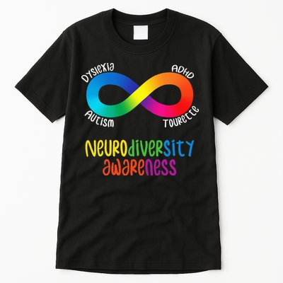 Neurodiversity Awareness ADHD Autism Dyslexia Tourette Tall T-Shirt