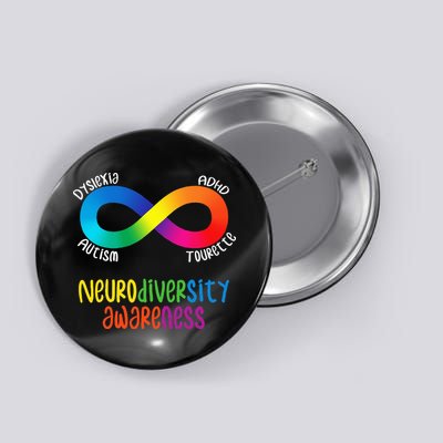 Neurodiversity Awareness ADHD Autism Dyslexia Tourette Button