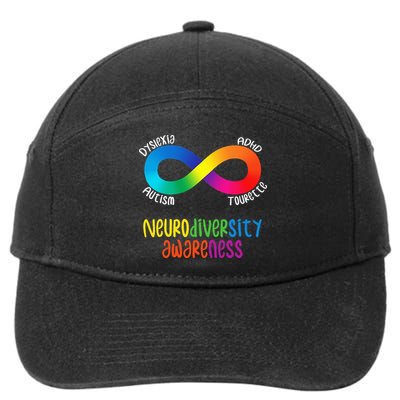 Neurodiversity Awareness ADHD Autism Dyslexia Tourette 7-Panel Snapback Hat