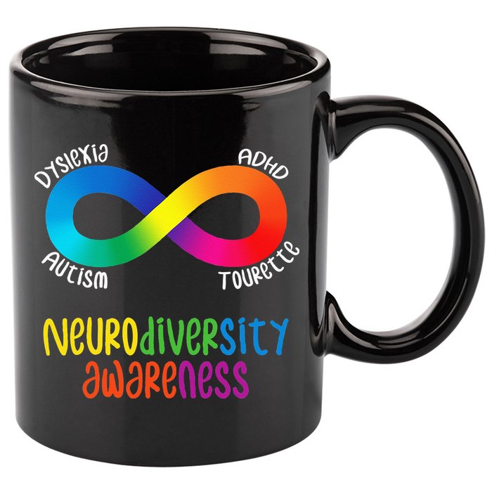 Neurodiversity Awareness ADHD Autism Dyslexia Tourette 11oz C Handle Ceramic Mug