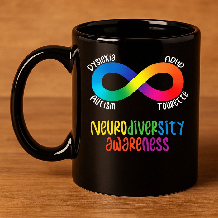Neurodiversity Awareness ADHD Autism Dyslexia Tourette 11oz C Handle Ceramic Mug