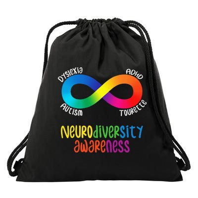 Neurodiversity Awareness ADHD Autism Dyslexia Tourette Drawstring Bag