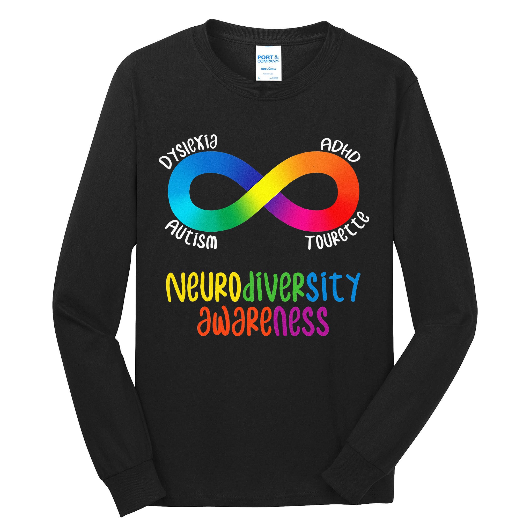 Neurodiversity Awareness ADHD Autism Dyslexia Tourette Tall Long Sleeve T-Shirt