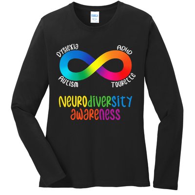 Neurodiversity Awareness ADHD Autism Dyslexia Tourette Ladies Long Sleeve Shirt