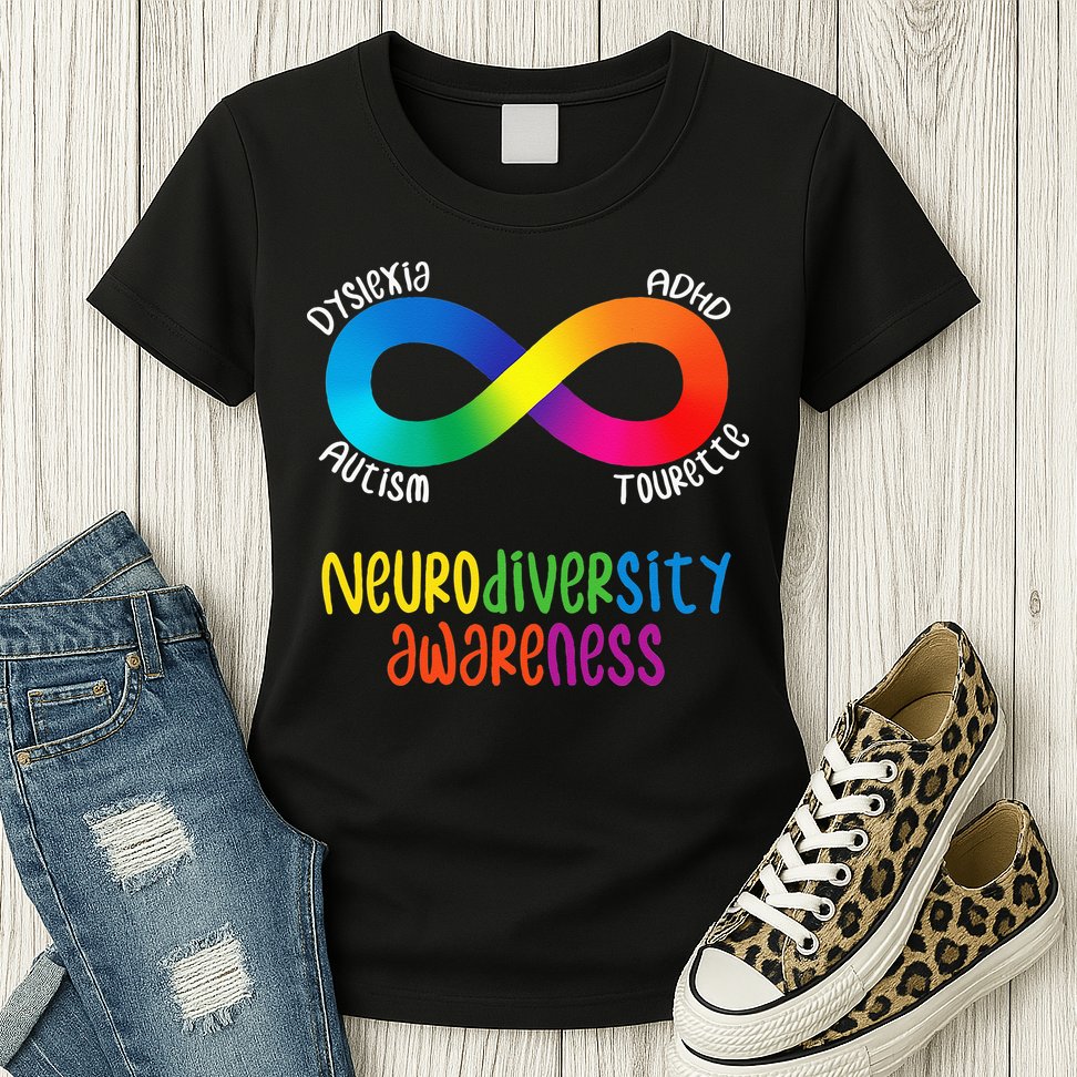Neurodiversity Awareness ADHD Autism Dyslexia Tourette Womens T-Shirt