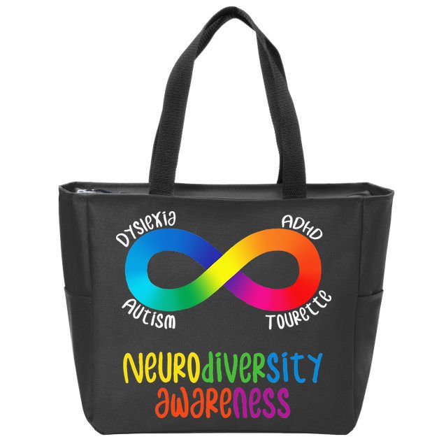 Neurodiversity Awareness ADHD Autism Dyslexia Tourette Zip Tote Bag