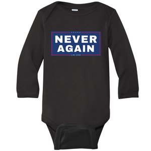 Never Again Anti Trump Baby Long Sleeve Bodysuit