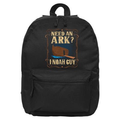 Need An Ark I Noah Guy Funny Christian Humor Bible Pun Boat  16 in Basic Backpack