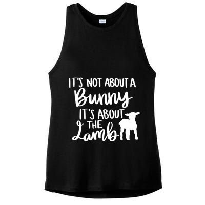 Not About A Bunny It's About The Lamb Ladies PosiCharge Tri-Blend Wicking Tank