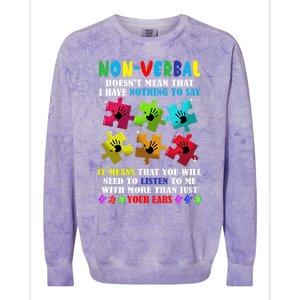 Nonverbal Autism Awareness Neurodiversity Acceptance Gift Colorblast Crewneck Sweatshirt