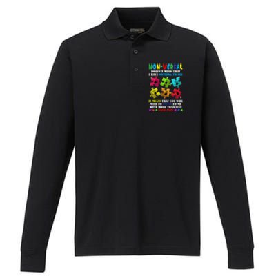 Nonverbal Autism Awareness Neurodiversity Acceptance Gift Performance Long Sleeve Polo