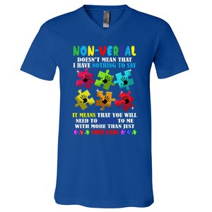 Nonverbal Autism Awareness Neurodiversity Acceptance Gift V-Neck T-Shirt