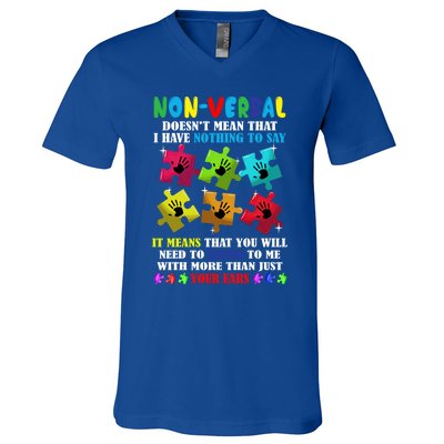 Nonverbal Autism Awareness Neurodiversity Acceptance Gift V-Neck T-Shirt