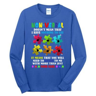 Nonverbal Autism Awareness Neurodiversity Acceptance Gift Tall Long Sleeve T-Shirt