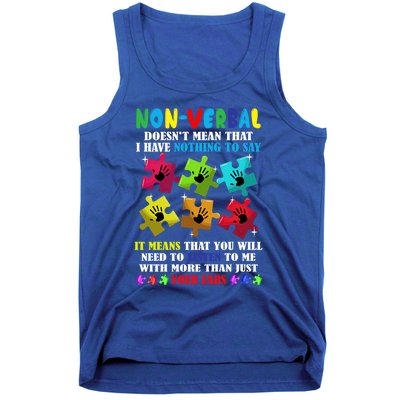 Nonverbal Autism Awareness Neurodiversity Acceptance Gift Tank Top