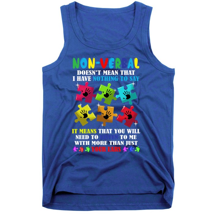 Nonverbal Autism Awareness Neurodiversity Acceptance Gift Tank Top