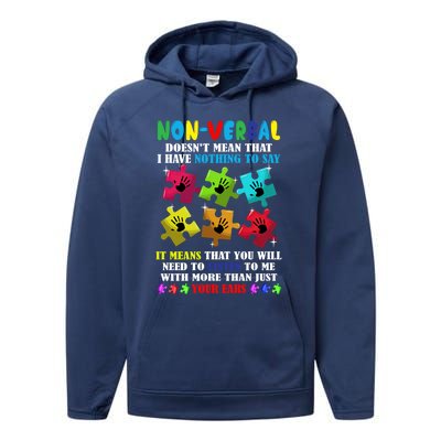 Nonverbal Autism Awareness Neurodiversity Acceptance Gift Performance Fleece Hoodie