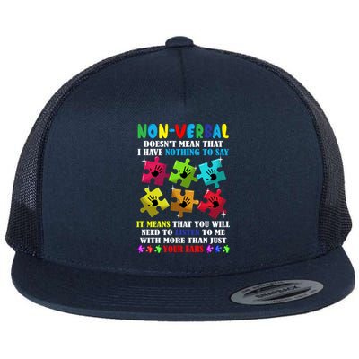 Nonverbal Autism Awareness Neurodiversity Acceptance Gift Flat Bill Trucker Hat