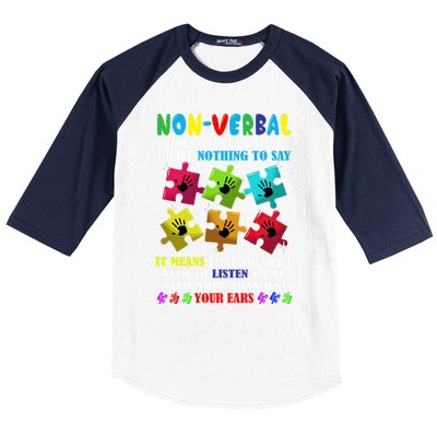 Nonverbal Autism Awareness Neurodiversity Acceptance Gift Baseball Sleeve Shirt