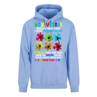 Nonverbal Autism Awareness Neurodiversity Acceptance Gift Unisex Surf Hoodie