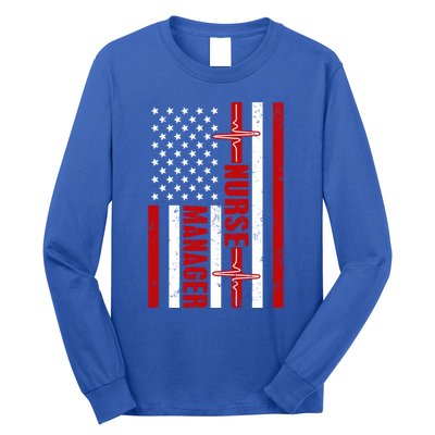 Nurse Ager American Flag Usa Heartbeat Stethoscope Nurse Cute Gift Long Sleeve Shirt