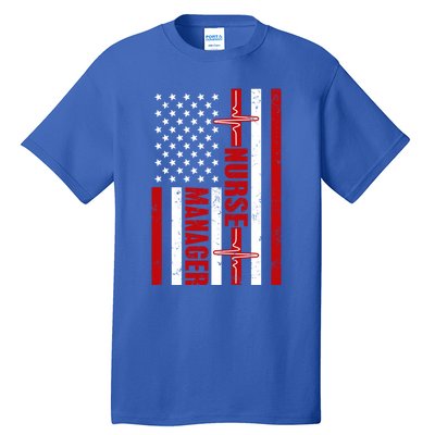 Nurse Ager American Flag Usa Heartbeat Stethoscope Nurse Cute Gift Tall T-Shirt