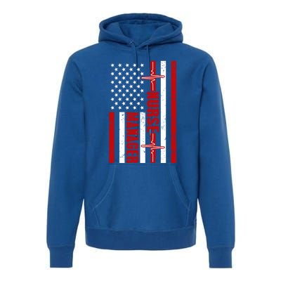 Nurse Ager American Flag Usa Heartbeat Stethoscope Nurse Cute Gift Premium Hoodie