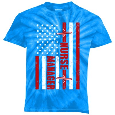 Nurse Ager American Flag Usa Heartbeat Stethoscope Nurse Cute Gift Kids Tie-Dye T-Shirt