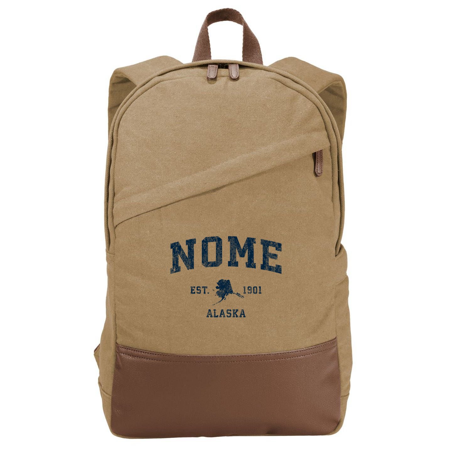 Nome Alaska Ak Vintage Sports Cotton Canvas Backpack