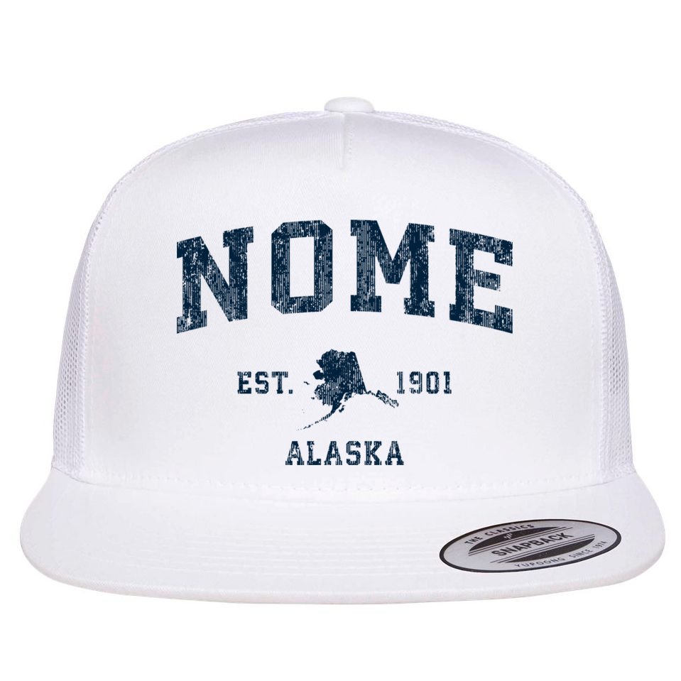 Nome Alaska Ak Vintage Sports Flat Bill Trucker Hat