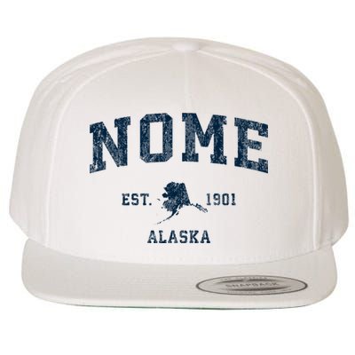 Nome Alaska Ak Vintage Sports Wool Snapback Cap