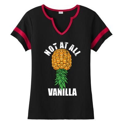 Not At All Vanilla Swinger Upside Down Pineapple Gift Ladies Halftime Notch Neck Tee