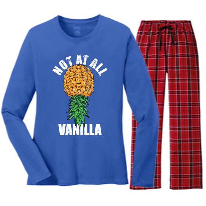 Not At All Vanilla Swinger Upside Down Pineapple Gift Women's Long Sleeve Flannel Pajama Set 