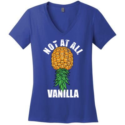 Not At All Vanilla Swinger Upside Down Pineapple Gift Women's V-Neck T-Shirt