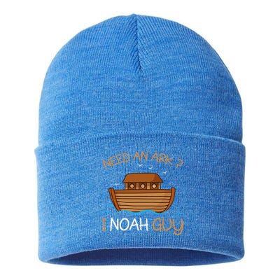 Need An Ark I Noah Guy Funny Biblical Noahs Ark Sustainable Knit Beanie