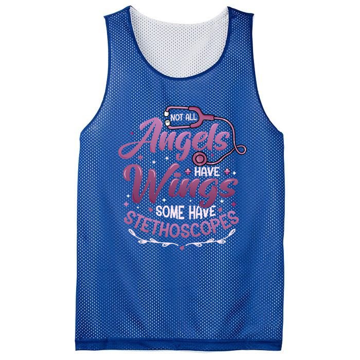 Not All Angels Have Wings Some Have Stethoscopes Nurse Cute Gift Mesh Reversible Basketball Jersey Tank