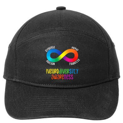 Neurodiversity Awareness Adhd Autism Dyslexia Tourette 7-Panel Snapback Hat