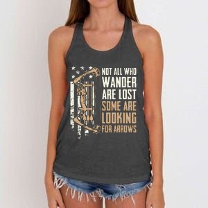 Not All Are Lost Some Looking For Arrows Bow Funny Archery Women's Knotted Racerback Tank