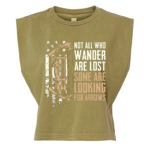 Not All Are Lost Some Looking For Arrows Bow Funny Archery Garment-Dyed Women's Muscle Tee