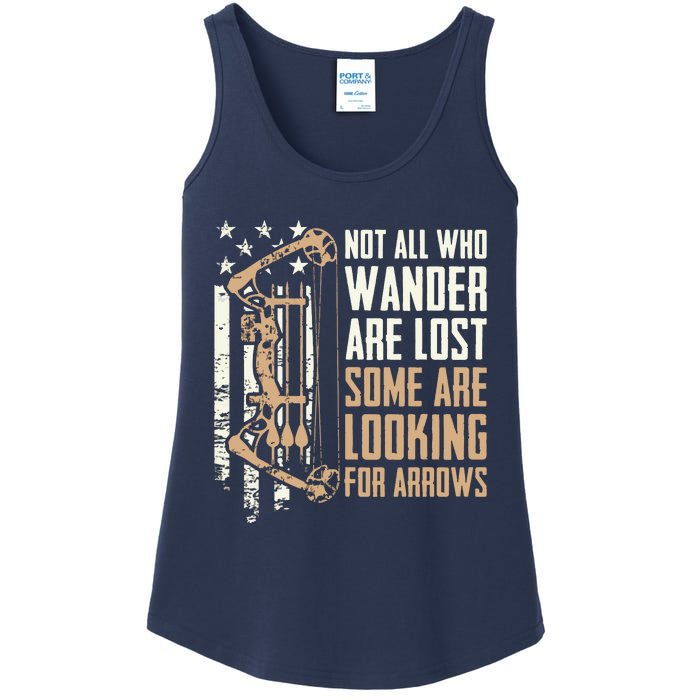 Not All Are Lost Some Looking For Arrows Bow Funny Archery Ladies Essential Tank