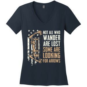 Not All Are Lost Some Looking For Arrows Bow Funny Archery Women's V-Neck T-Shirt