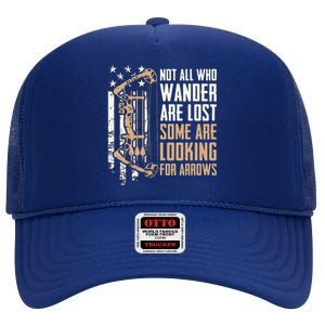 Not All Are Lost Some Looking For Arrows Bow Funny Archery High Crown Mesh Back Trucker Hat